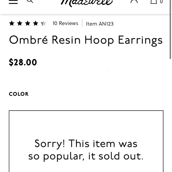 Madewell Ombré Resin Hoop Earrings Clear & Aqua NWT - Picture 4 of 4